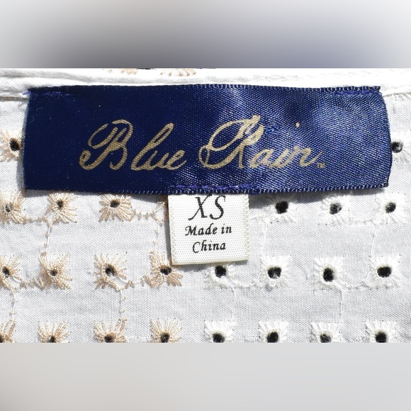 Blue Rain Embroidered Tie Crop-Top Sz  XS - Picture 3 of 3